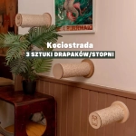 Zestaw dla kota do wspinaczki 3 szt drapak rolka stopnie na ścianę z sizalem
