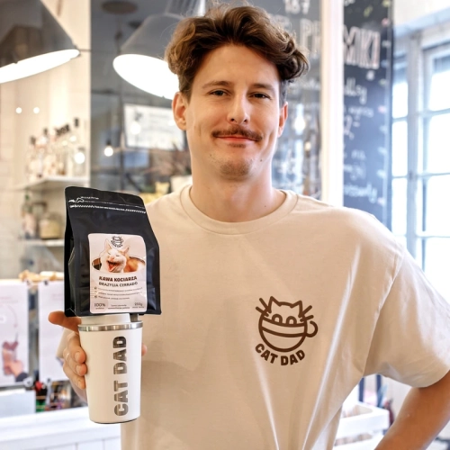 Zestaw Koci Tata: Kubek termiczny + Kawa 250g + Koszulka + Podstawka