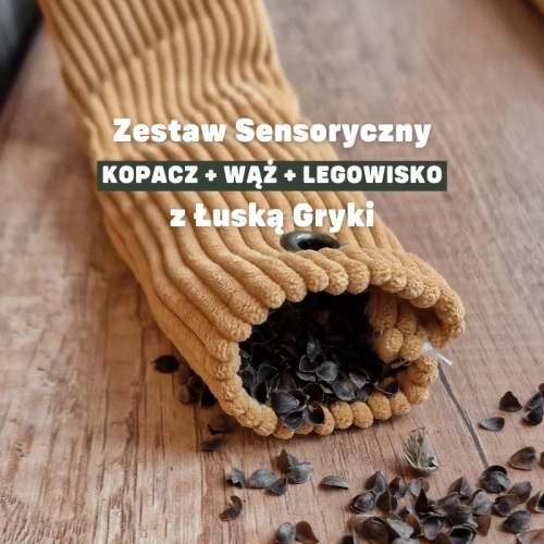 Zestaw sensoryczny dla kota Kopacz + Wąż + Legowisko z łuską gryki